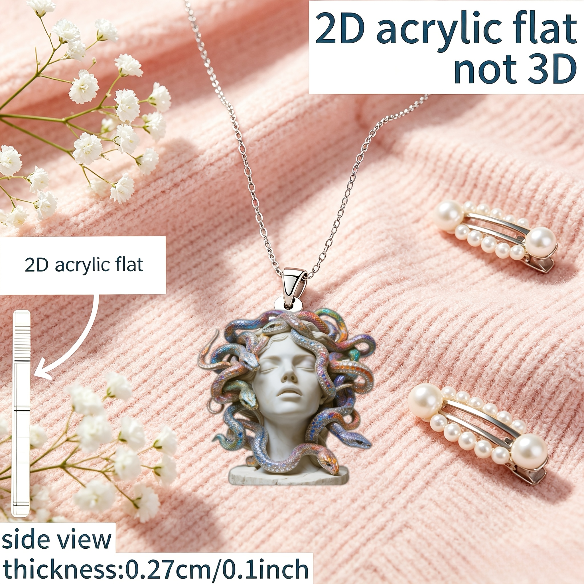 2D Flat Medusa Pattern DIY Pendant Necklace