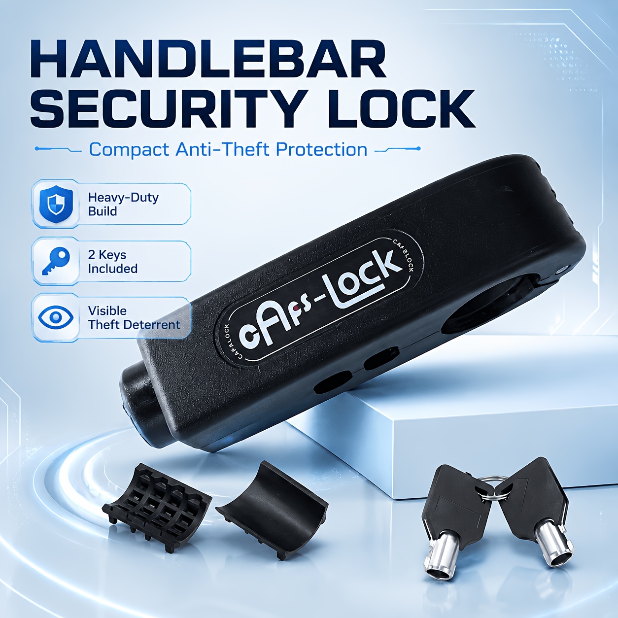 Anti-theft Handlebar Lock Set With 2 Keys, Motorcycle Lock With Combination - Anti-theft Abs Throttle Lock, Keyless System For Motorcycles, Atvs, Scooters, Dirt Bikes, And Remove, Without Battery