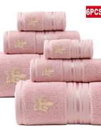 6pcs bath towel set 2 washcloth 2 bath bath towel embroidered absorbent thick towels for daily use and bathroom essentials 100 cotton fabric for christams gift