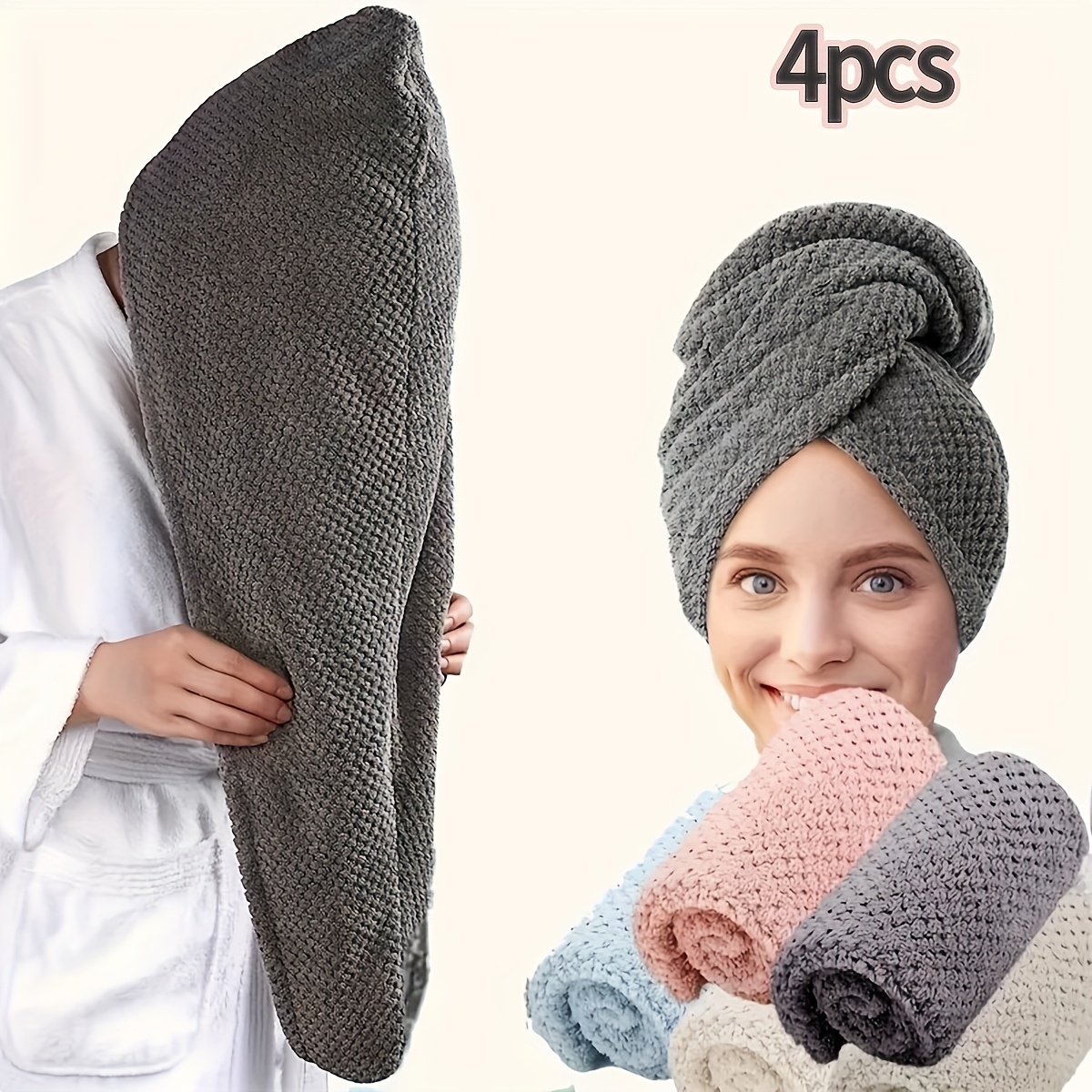 

New Ultra- Towel - Fast Drying, , Wrapped Around Women And Girls, Gently For Curly Or Damaged Hair, Solid Bathroom Hair Dryer Cap