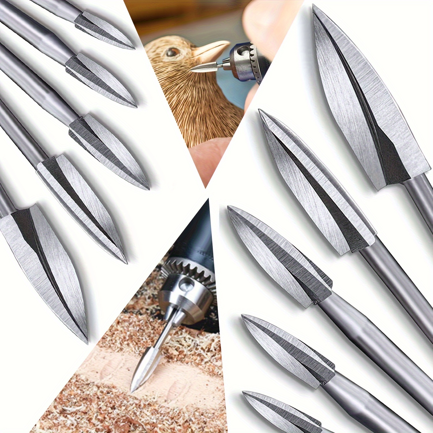 

Wood ,woodworking Engraving Knife，10 Pcs Engraving Accessories Bit Wood Crafts Grinding Woodworking Tool With 1/8” Universal Fitment For