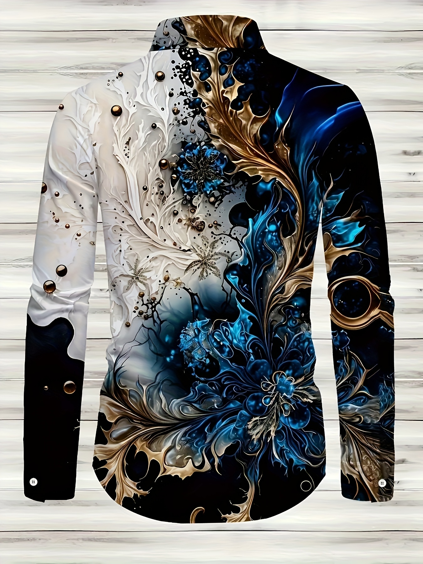 mens casual long sleeve shirt with unique print polyester machine washable   spring and fall   Product details 2