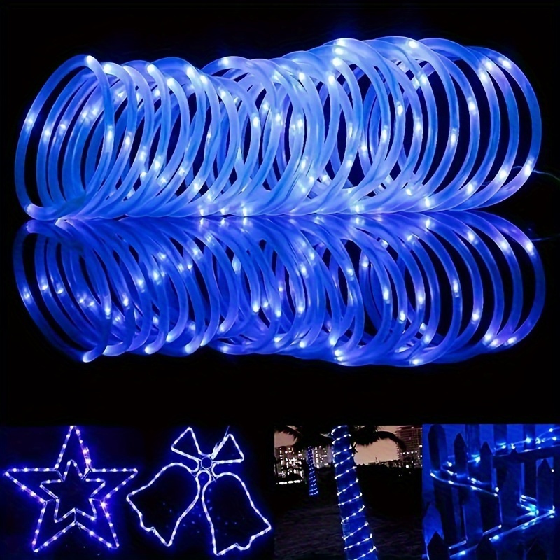 

1pc Solar-powered Led Fairy Lights - 8 Modes, Blue Outdoor String Lights For Garden, Tent, Pavilion, Trampoline, Trail & Pool Decor