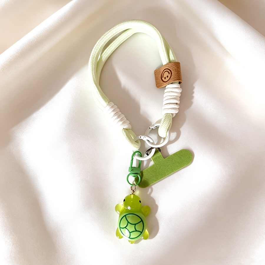 TEMU 1pc Of Phone Lanyard Wrist Strap + Spacer + Turtle Ornament, A Cute Handmade Anti-loss Turtle Wrist Strap, Universal Version Suitable For Iphone