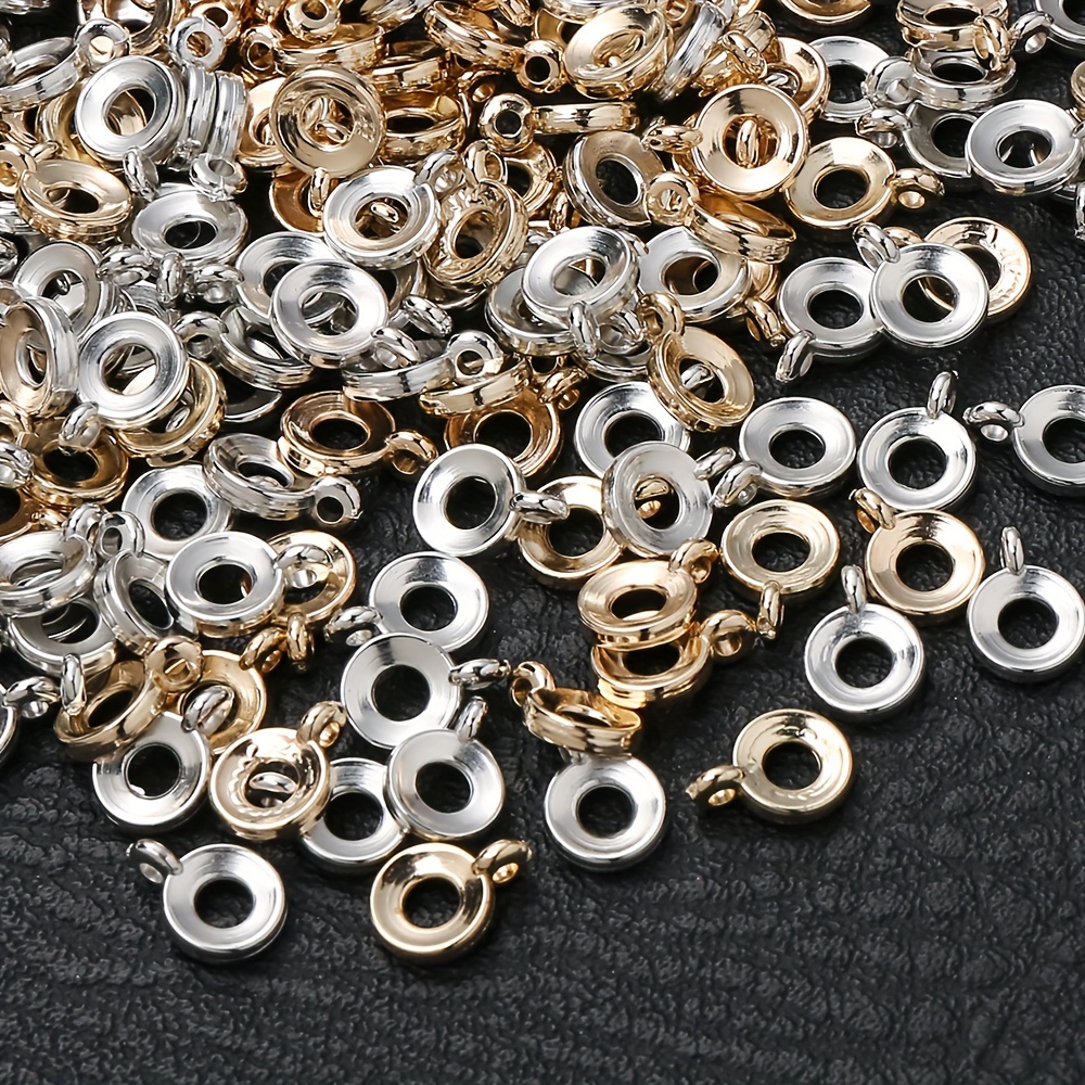 Image of 8x11mm 100pcs Random Plastics Round Hollow With Hook Ring Charms Spacer Beads,bracelet Necklace Diy Positioning Dangle Connectors,jewelry Making Accessories