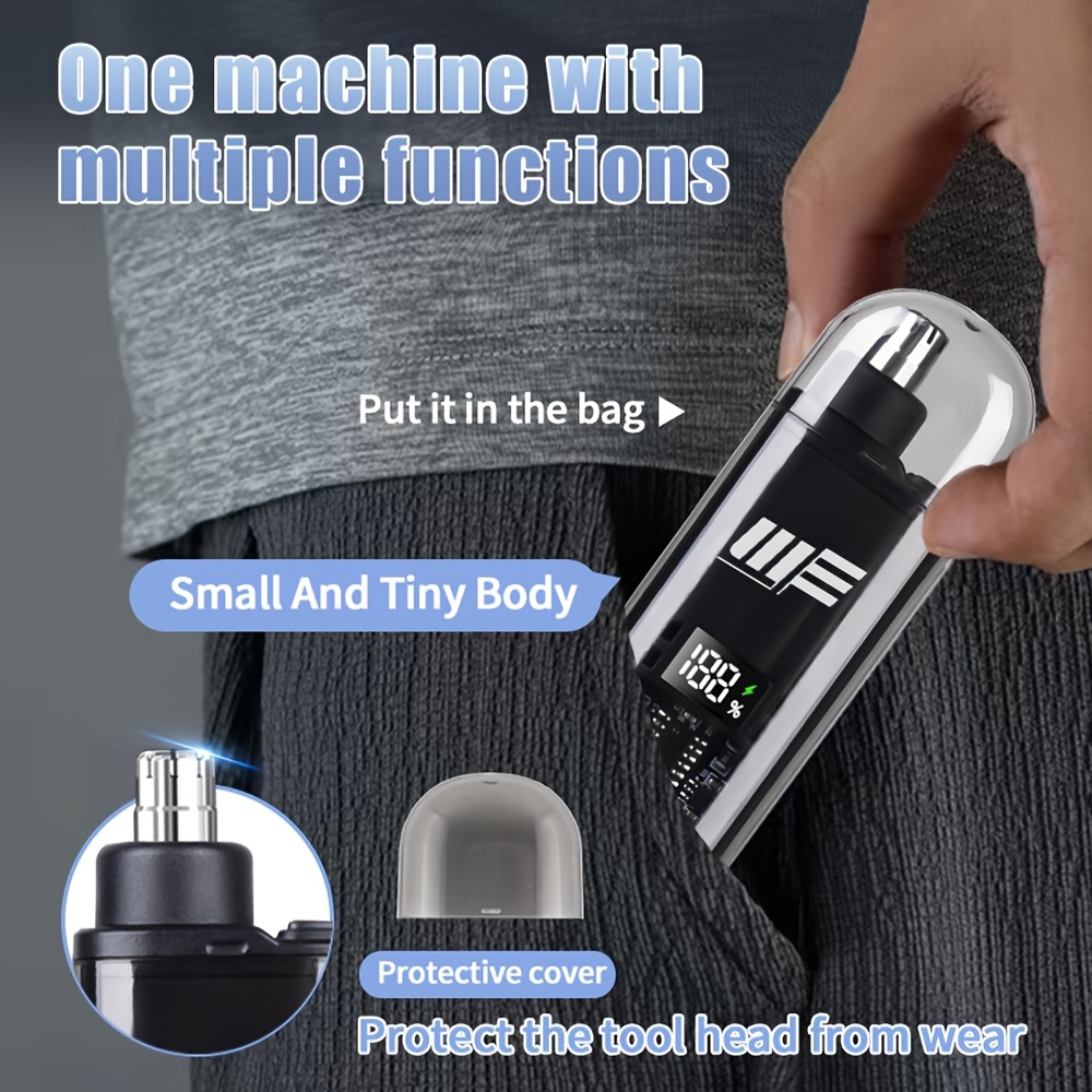 rechargeable portable nose hair trimmer   tool ear and nose hair remover mini epilator with battery level display Product details 1