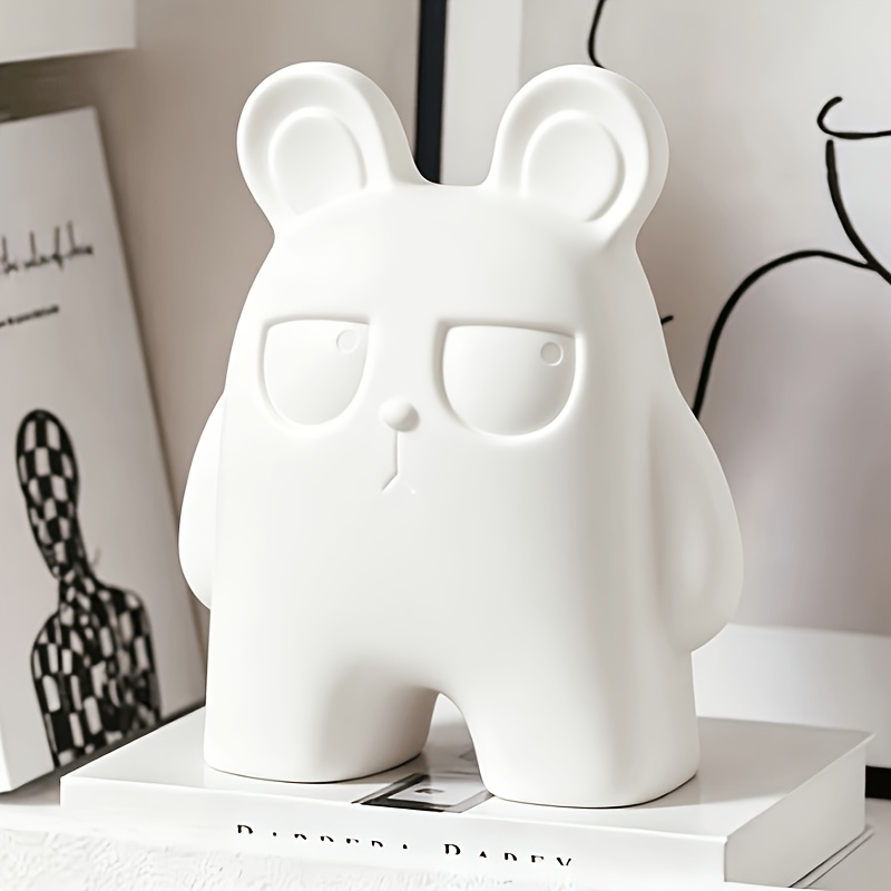 Cute Grumpy Face Statue Figurine, Modern Plastic Decor