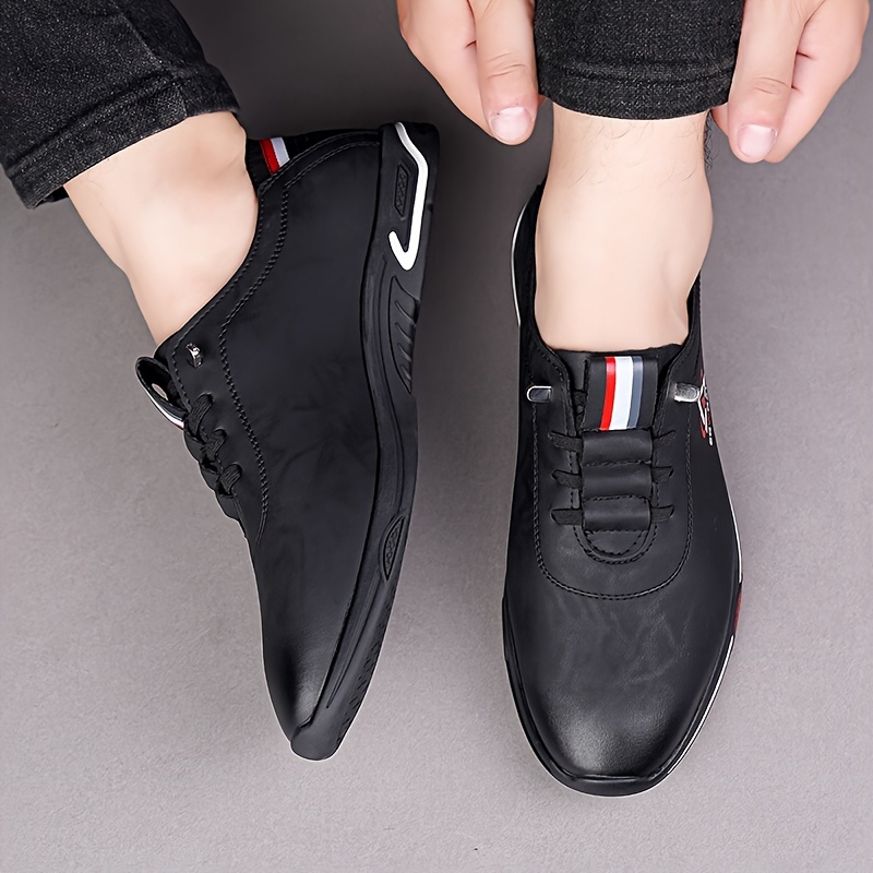 [Men's Breathable Sneakers] Men's Breathable Casual Sneakers - Trendy Slip- Shoes with Rubber Sole, PU Upper & Inner Lining, Round Toe, Low-Top Design for All Seasons, Brown, Allseason Shoes | Sporty Casual Shoes | Comfortable Lining