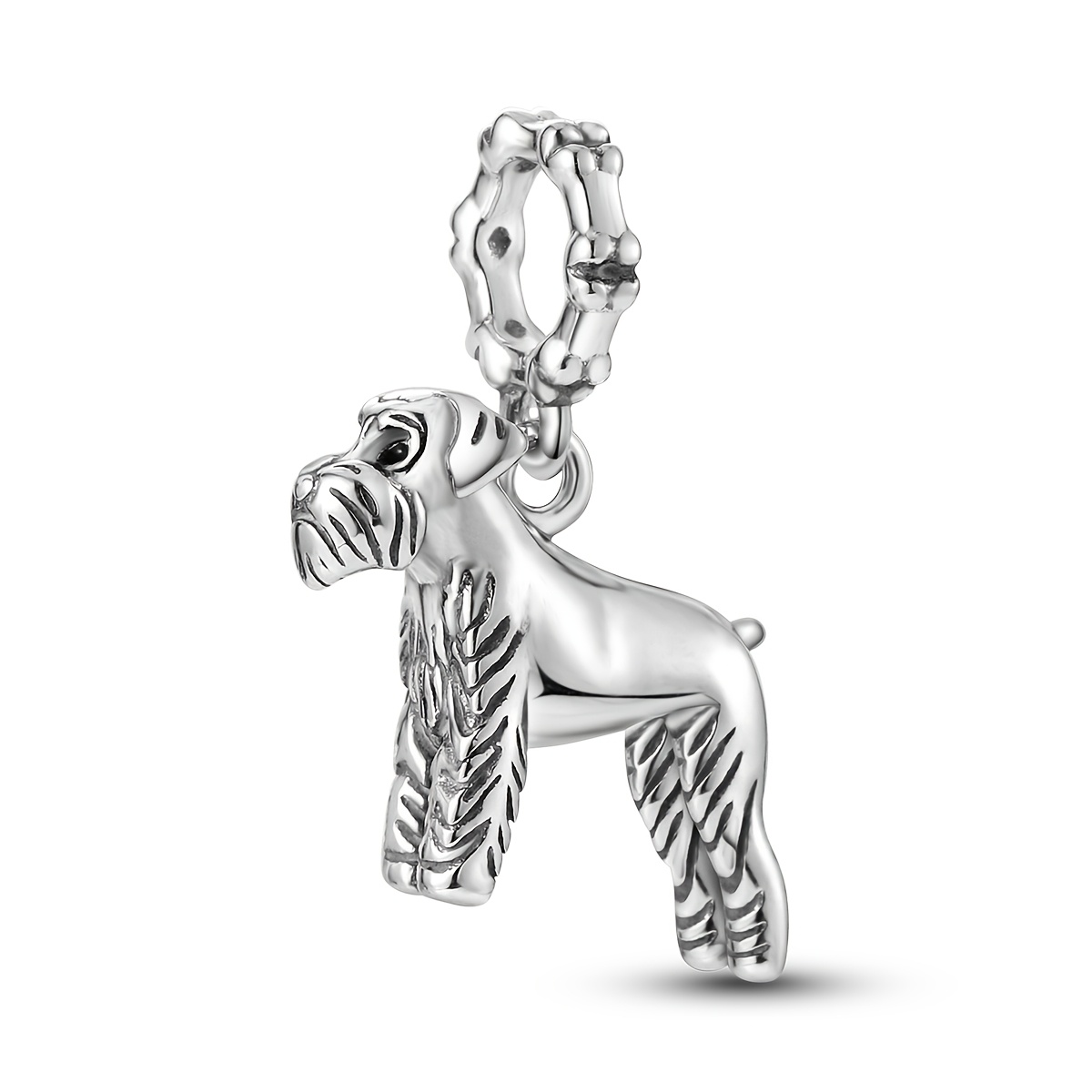 TEMU 1pc Silver Color Charms Beads For Women Schnauzer Pendant Jewelry Gifts Box Packaging Fits Original Bracelet & Necklace Diy Making