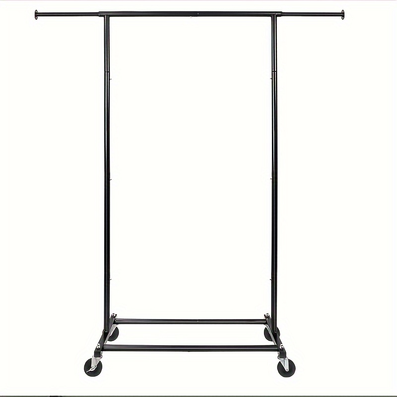 

1pc Fishat Standard Rod, Simple Rolling Garment Rack For Hanging Clothes, Metal Clothing Storage Rod With Locking Wheels, Suitable For Dormitory, Bedroom, Family, Balcony, Cabin (black)