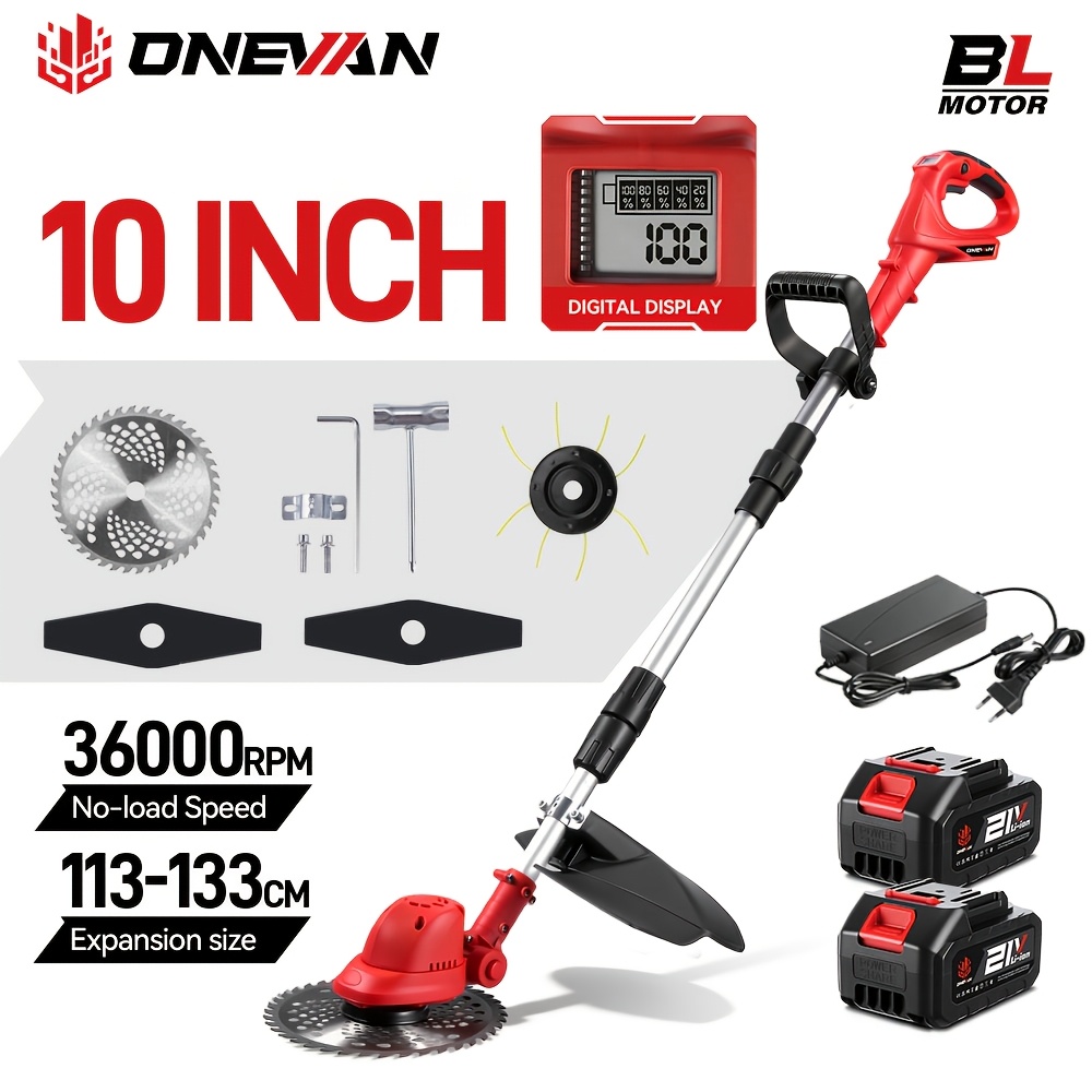 -inch Brushless Electric Lawnmower Set, And Foldable Lawnmower With Adjustable Height And Angle, Suitable For Mowing Outdoor Home Garden Lawns And Shrubs, Compatible With Onevan Batteries