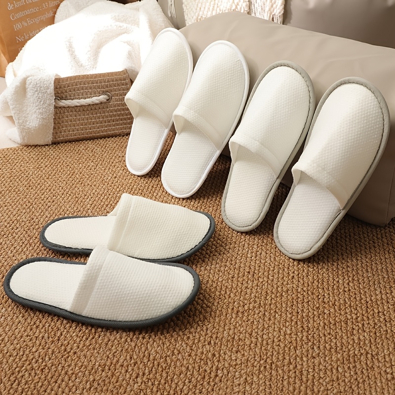 TEMU [3 Pairs Pack] Disposable Pearl Silent Anti-slip Trimmed Slippers, Easy And , Suitable For Hotels, B&bs, Spas, Travel, Parties, And Home Guests,