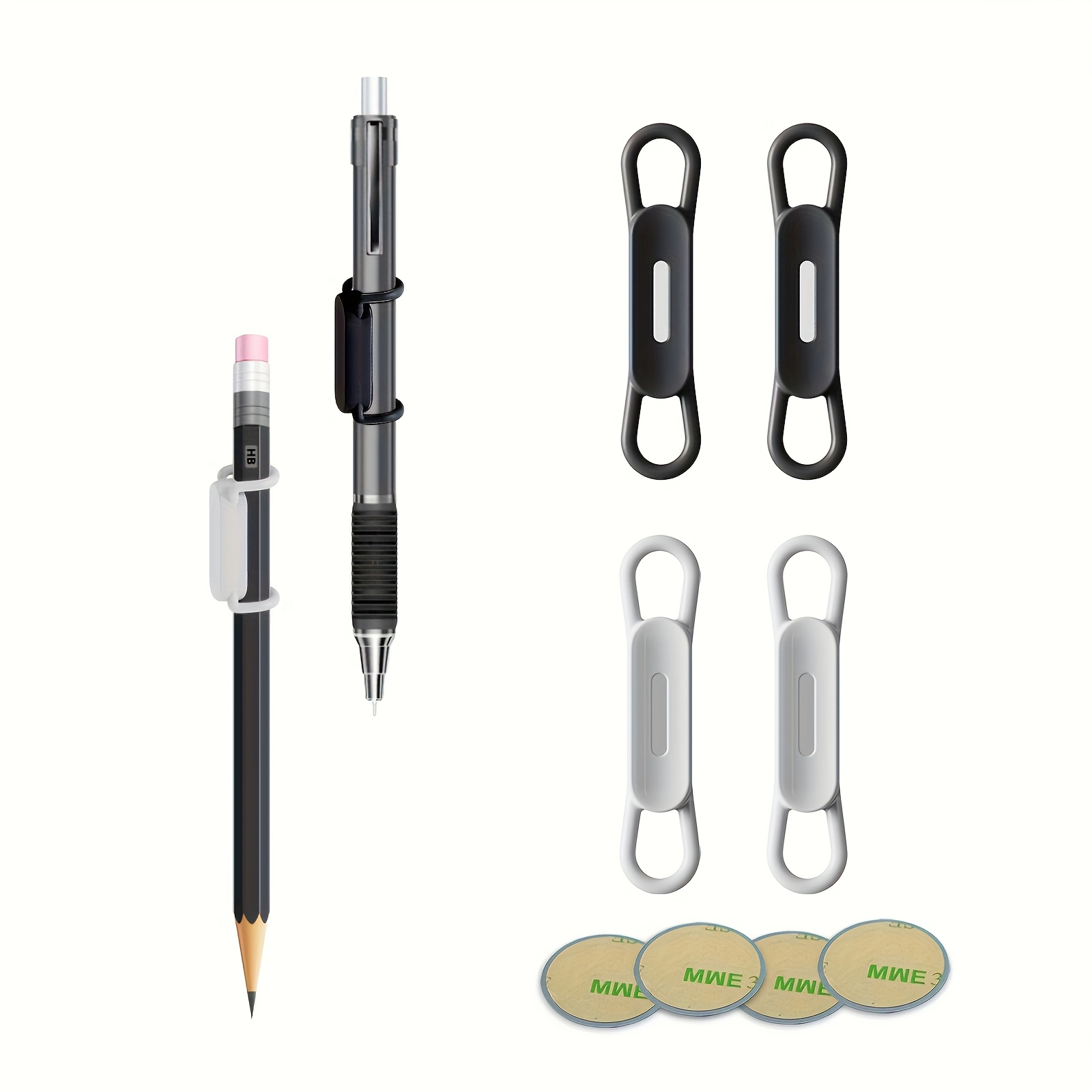 

Umust Silicone Magnetic Pen Holder Set - Sleek Black & White, Removable Cap For Desks, Fridges, Whiteboards, Clipboards - Includes Pencil, Markers & Eraser Pads, Magnetic Pen Holder For Fridge