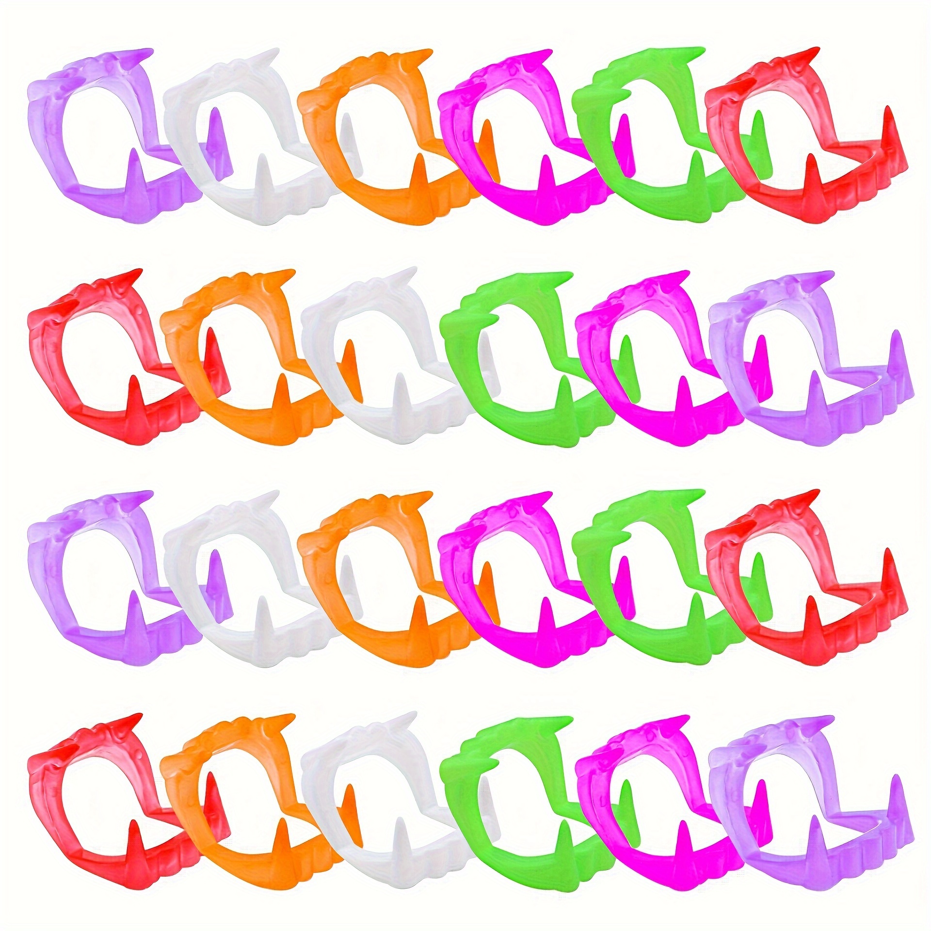 

(12/24 Pieces) Neon Teeth Costume Fun Dress Up Pretend Play Decoration Holiday Party