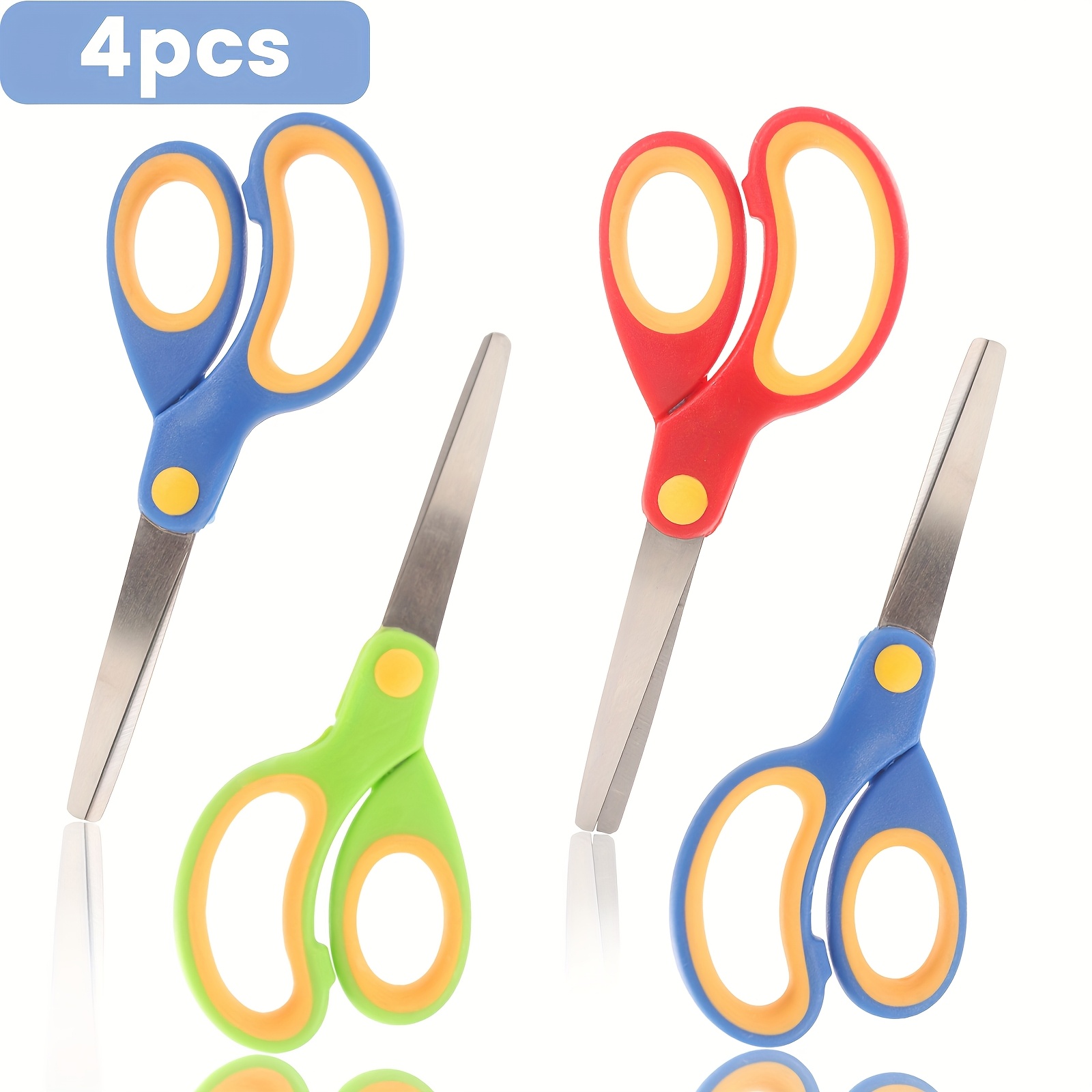 TEMU 4pcs Kids Scissors For School, 5.7inches Student Scissors Children' Blades Scissors School Safety Scissors For Children Paper, Back To School
