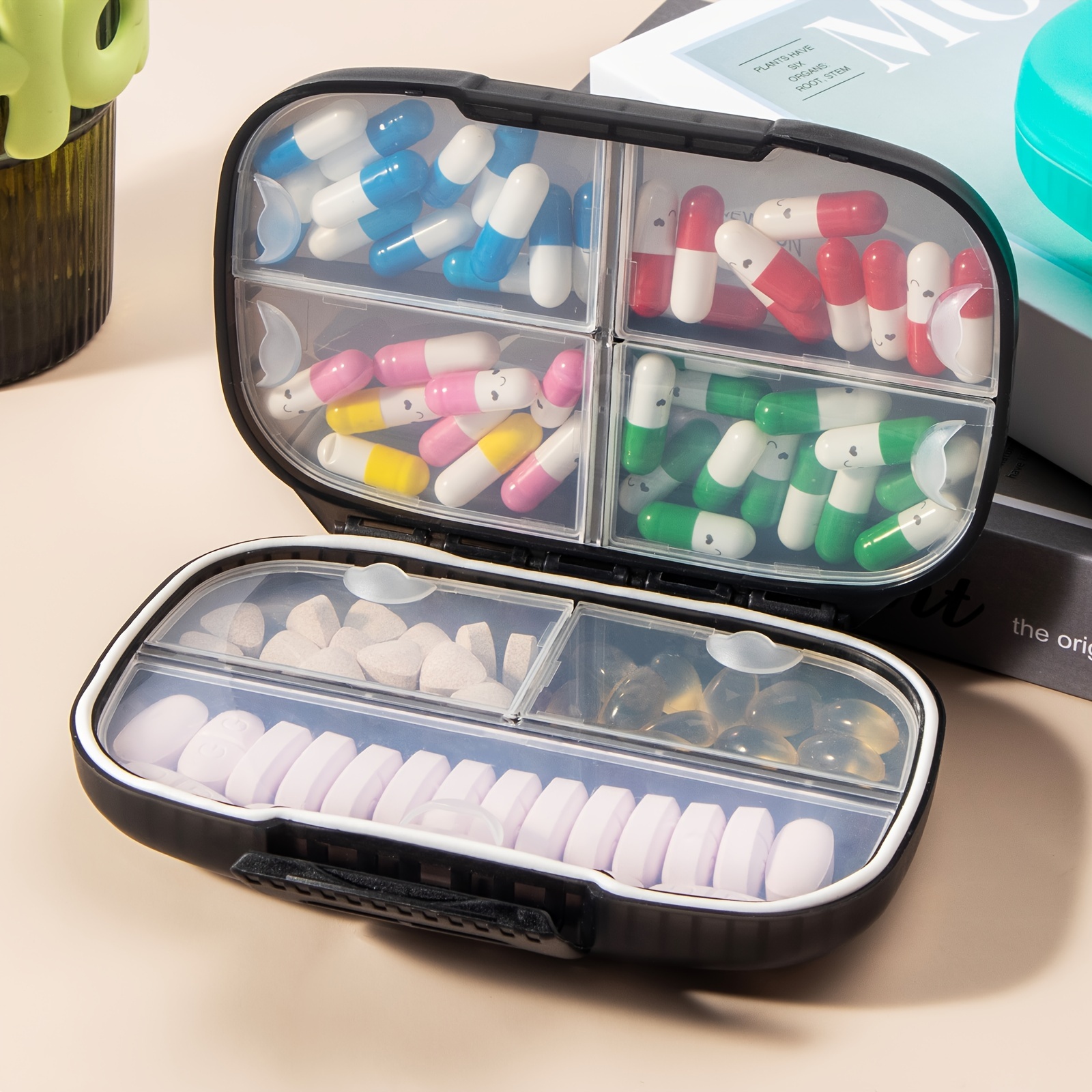 

Extra-large 7-compartment Travel Pill Organizer - Portable, Airtight & Moistureproof Medication Case For Vitamins And Supplements