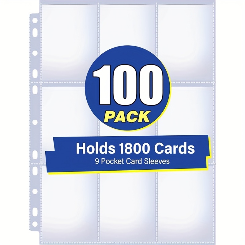 baseball card binder sheets HERKKA Trading Card Sleeve Pages, 100 Pack 9 Pocket Trading Card Stora –  Card collections store main image 1