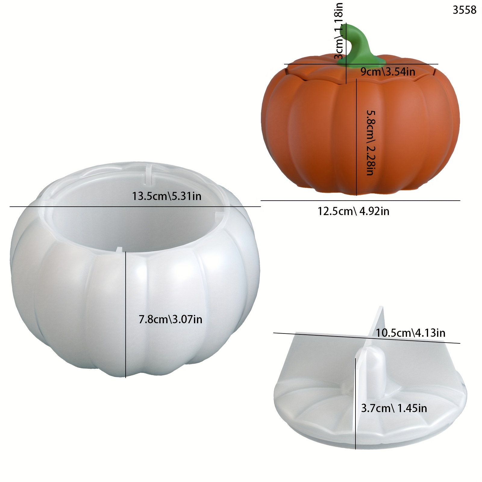 E-shop DIY Harz-Silikonform große Kürbis-Aufbewahrungsbox, Kerzenschale, Blumentopf, Herbst-Heimdekorationsgeschenk, Schreibtisch--Dekoration für