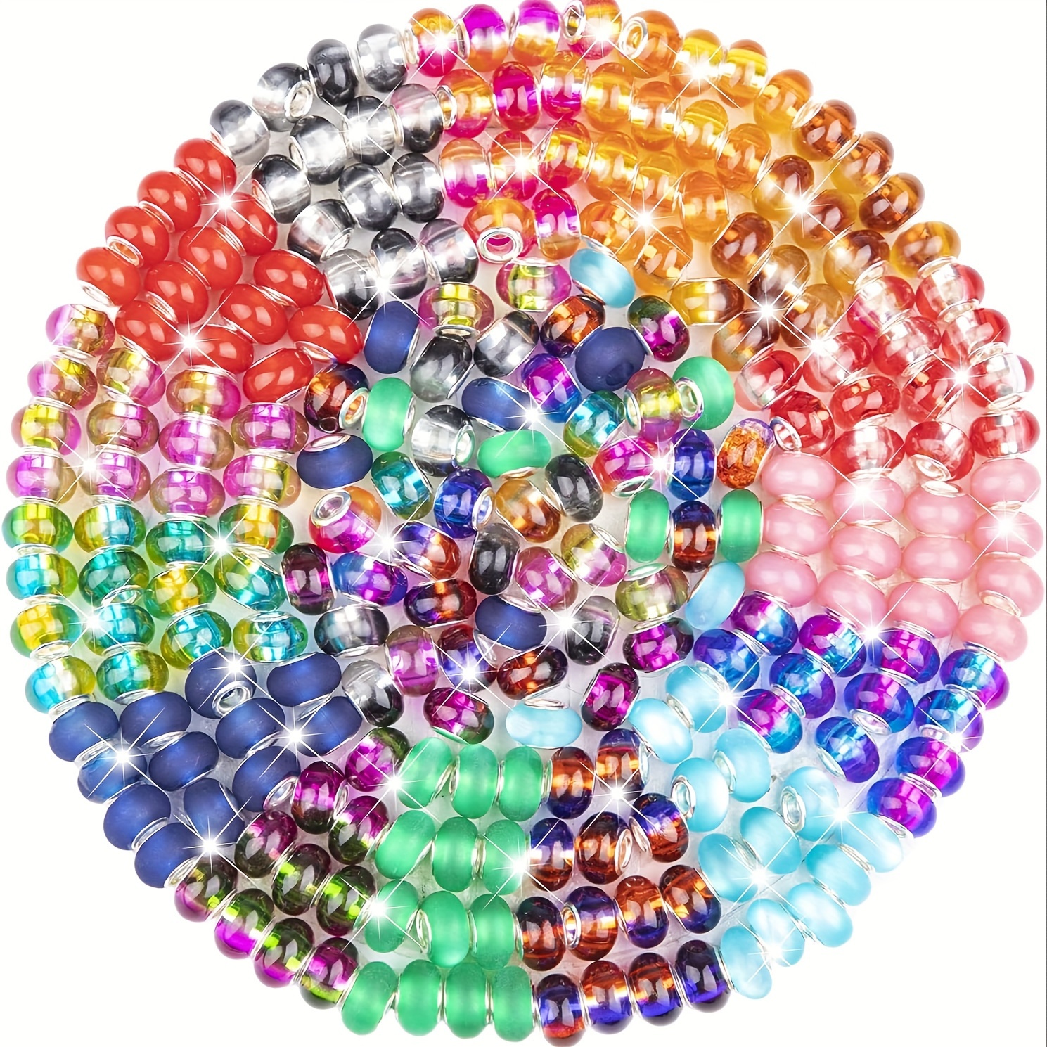 

50/100 Pcs Vibrant Mixed Color Glass Beads With Large Holes - Ideal For Diy Jewelry Making, Bracelets, Necklaces & Earrings - Durable & Lightweight