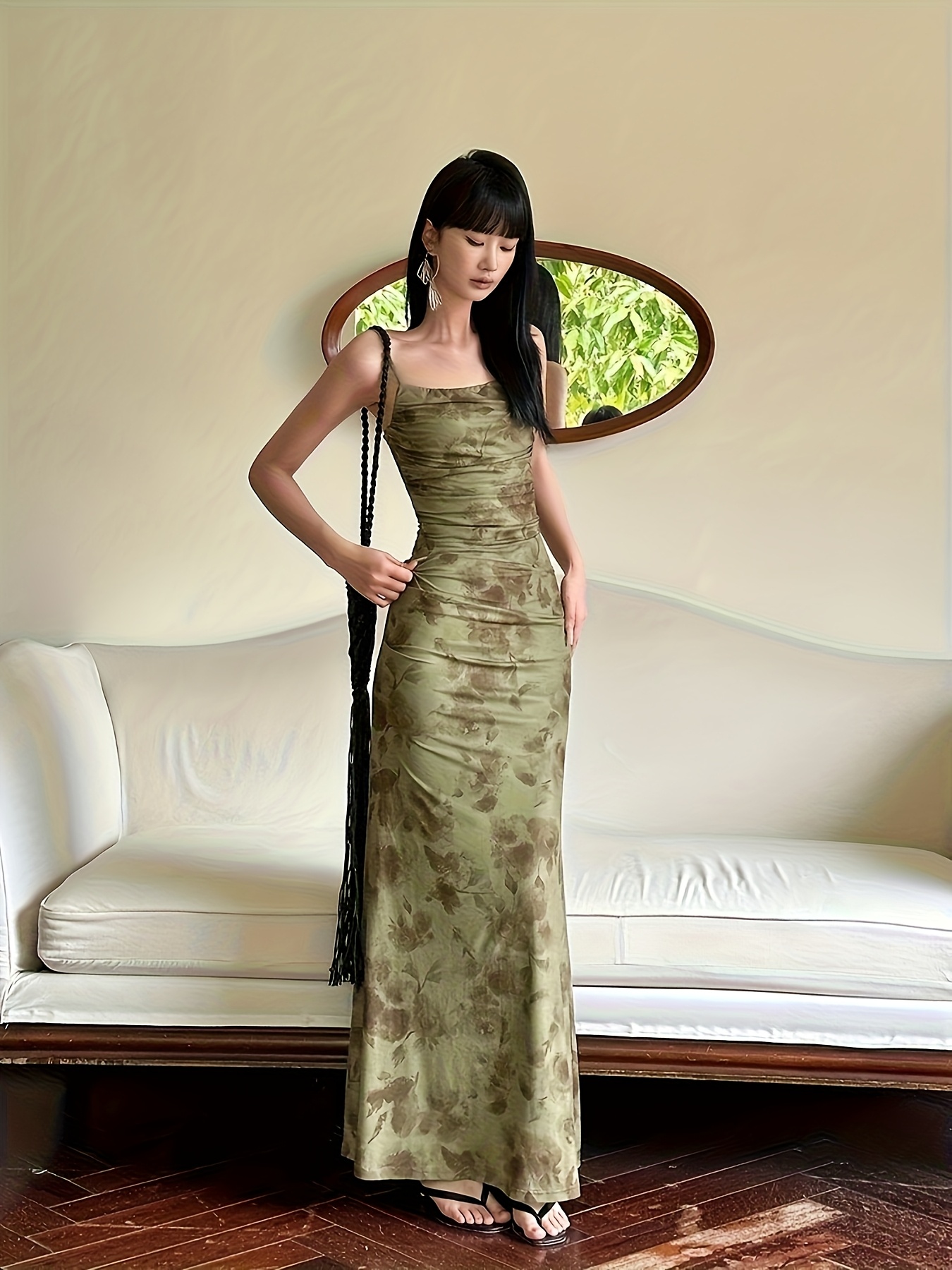 slim fit dress slacks Forest Green Wrap Front Empire Waist Maxi Dress Small - Pinkblush main image 1