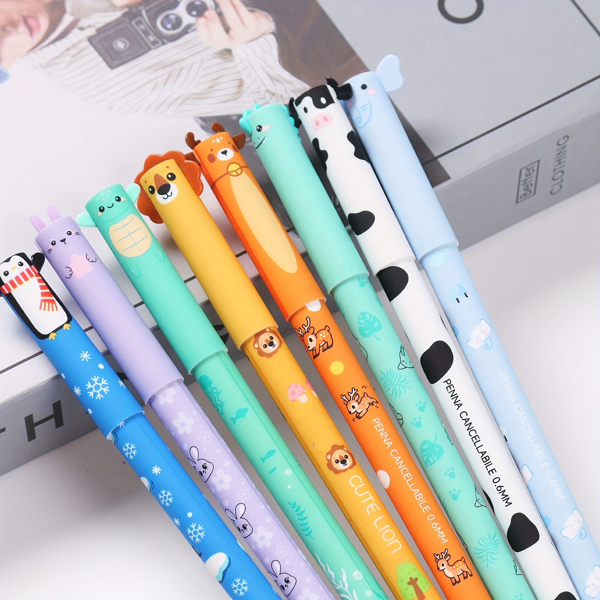 E-shop 8-teiliges Tierförmiges Radierstift-Set für Journaling, Schreiben, Bürobedarf, Geburtstagsgeschenke Weihnachtspräsente