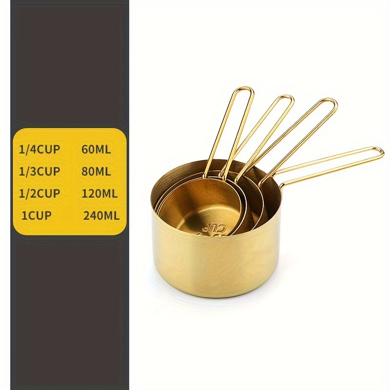 TEMU 4pcs/5pcs Stainless Steel Measuring Spoon Or Measuring Cup Set Round Measuring Spoon Baking Scale Spoon, Seasoning Cup