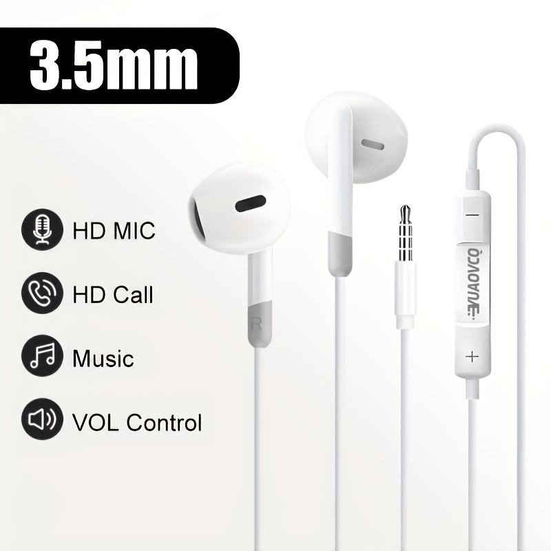 TEMU YUAOVCQ 1/2pcs Écouteurs -auriculaires avec prise jack de 3,5 mm, écouteurs -auriculaires filaires, écouteurs filaires pour téléphone portable,