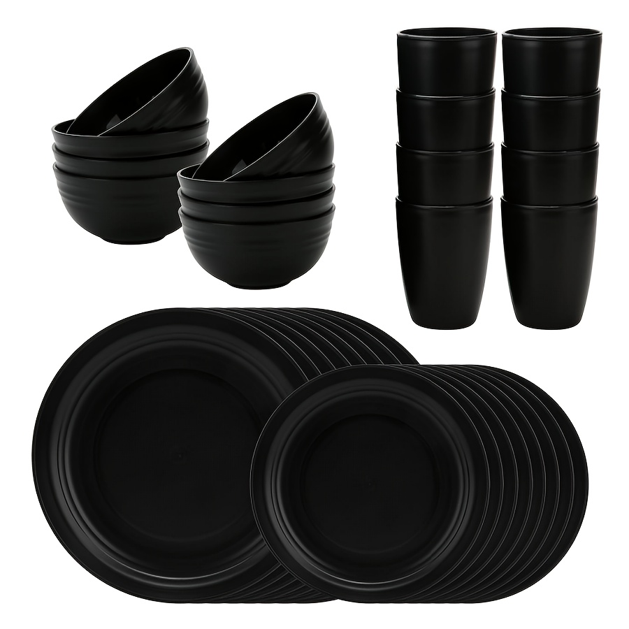 

32pcs/set Dinnerware Set - & Dishwasher Safe - Reusable Plates, Bowls, And Plastic Camping , (set Of 8) For Use