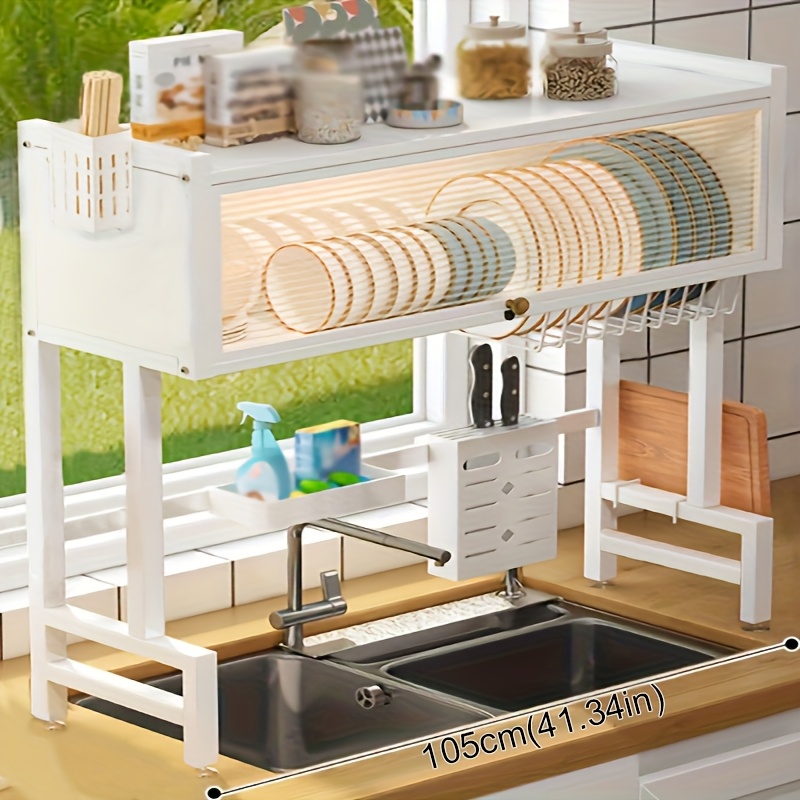 multifunctional dish drain rack sink flip cabinet door dust Temu