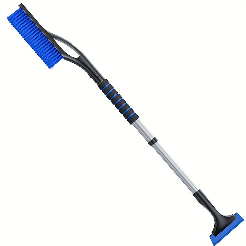TEMU 2-in-1 Winter Car Rake With Extendable Handle & Wide Brush Head - Heavy-duty Manual Snow Shovel Suitable For Vehicle, Driveway, Roof - Winter Maintenance (no Required)