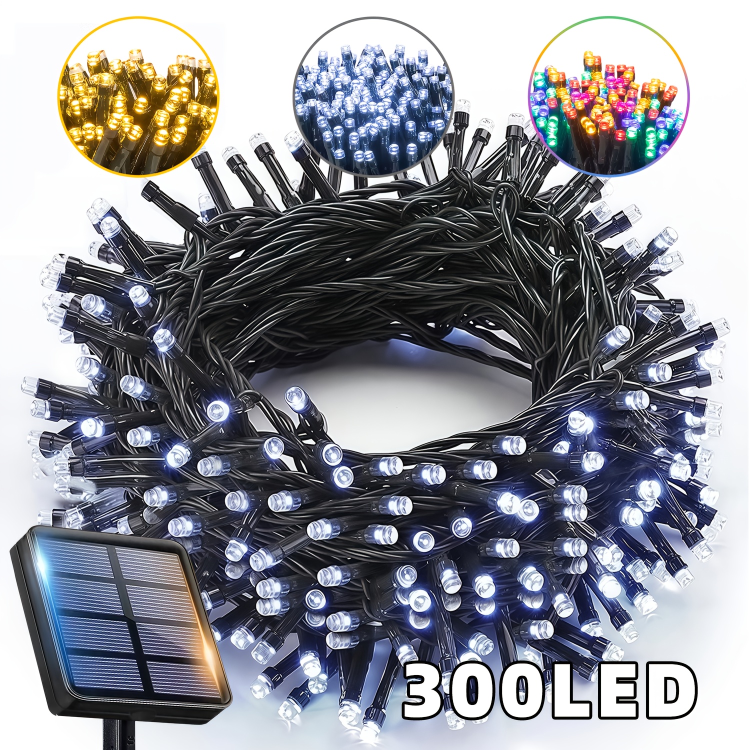 TEMU 40.3/73.1/105.9ft Outdoor Christmas Light String, Outdoor Solar Garden Fairy Light, 12 Lighting , Warm/white/color Available, Suitable For