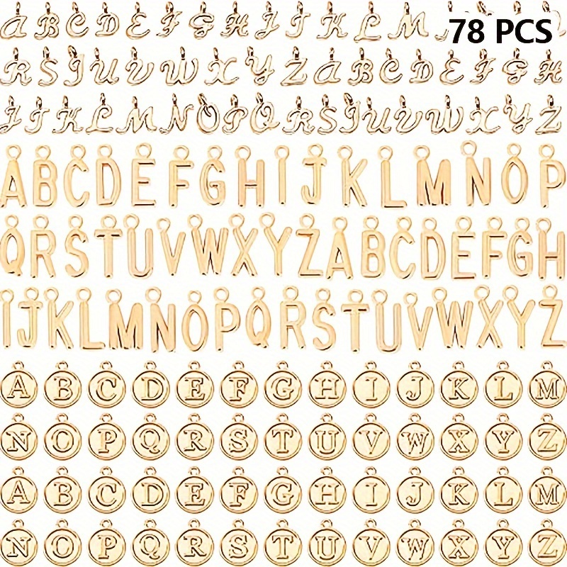 

78pcs Fashion Alphabet Charms, Zinc Alloy Letter Beads For Making, A-z Letter Pendants For Bracelets, Necklaces, And Pendants Crafting Accessories