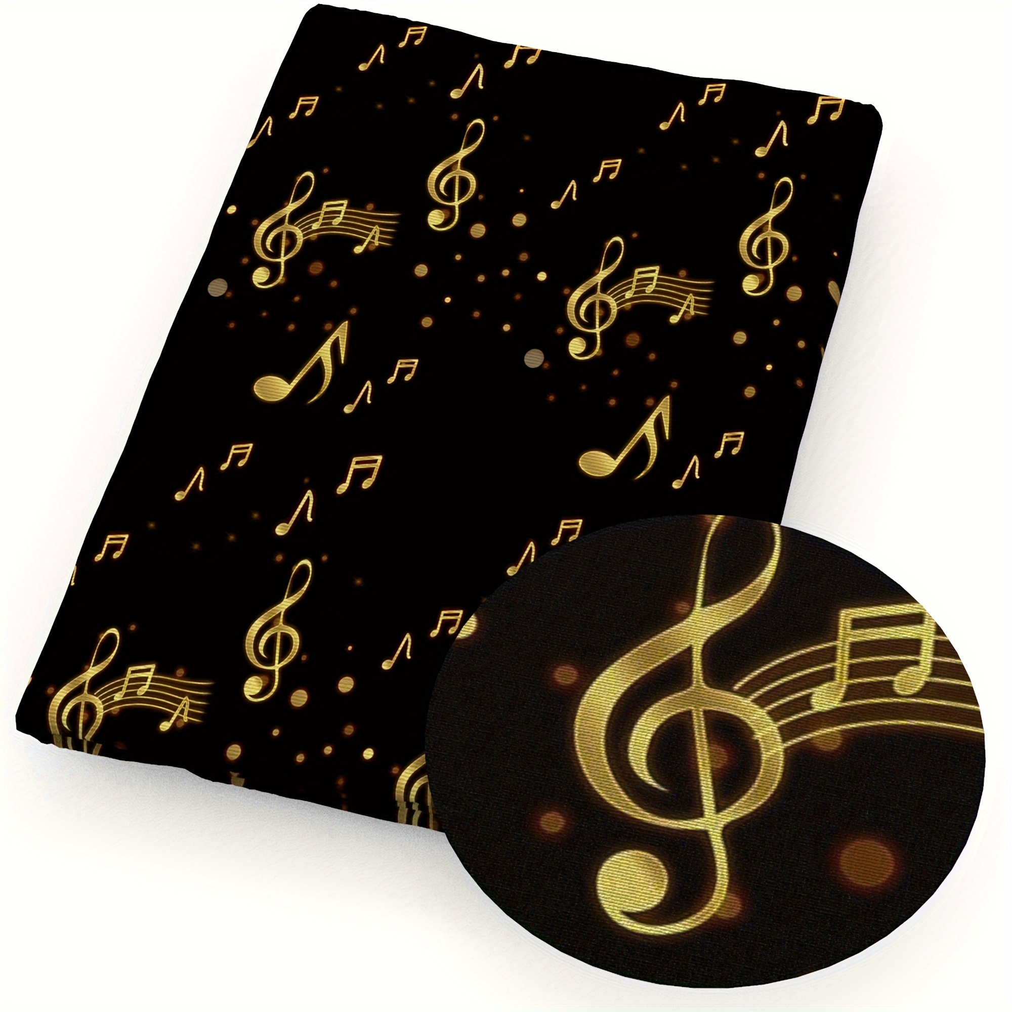 Image of 1pc 57x19.68inch Music Notes Series Pattern Quilting Fabric Polyester Craft Diy Handmade Fabric Precut For Diy Handmade Craft