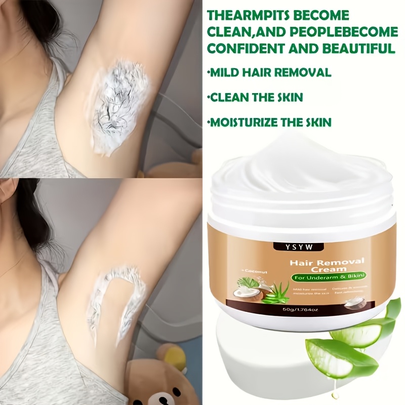 Image of Summer Ysyw Coconut Flavor Depilatory Cream Single Use, 6 Months Long-lasting Smoothness, Cooling, Icy, Summer Essential 50g Coconut Unisex Quick, Easy Hair Removal, , Semi-permanent Hair Removal