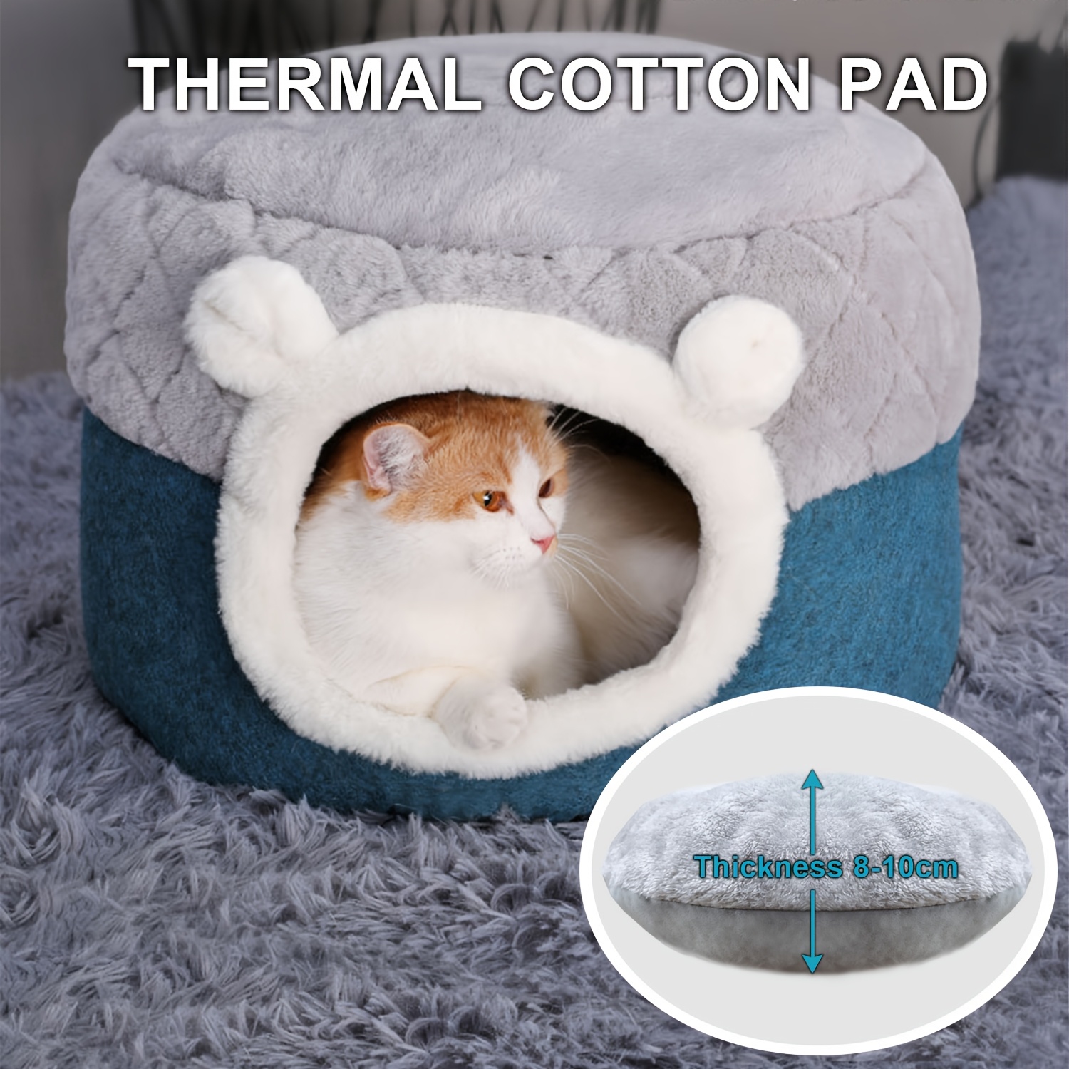calming cat bed for indoor cats small cat houes 20 inch washable non slip round fluffy plush pet bed cylindrical dog bed for pets up to 15   Product details 5
