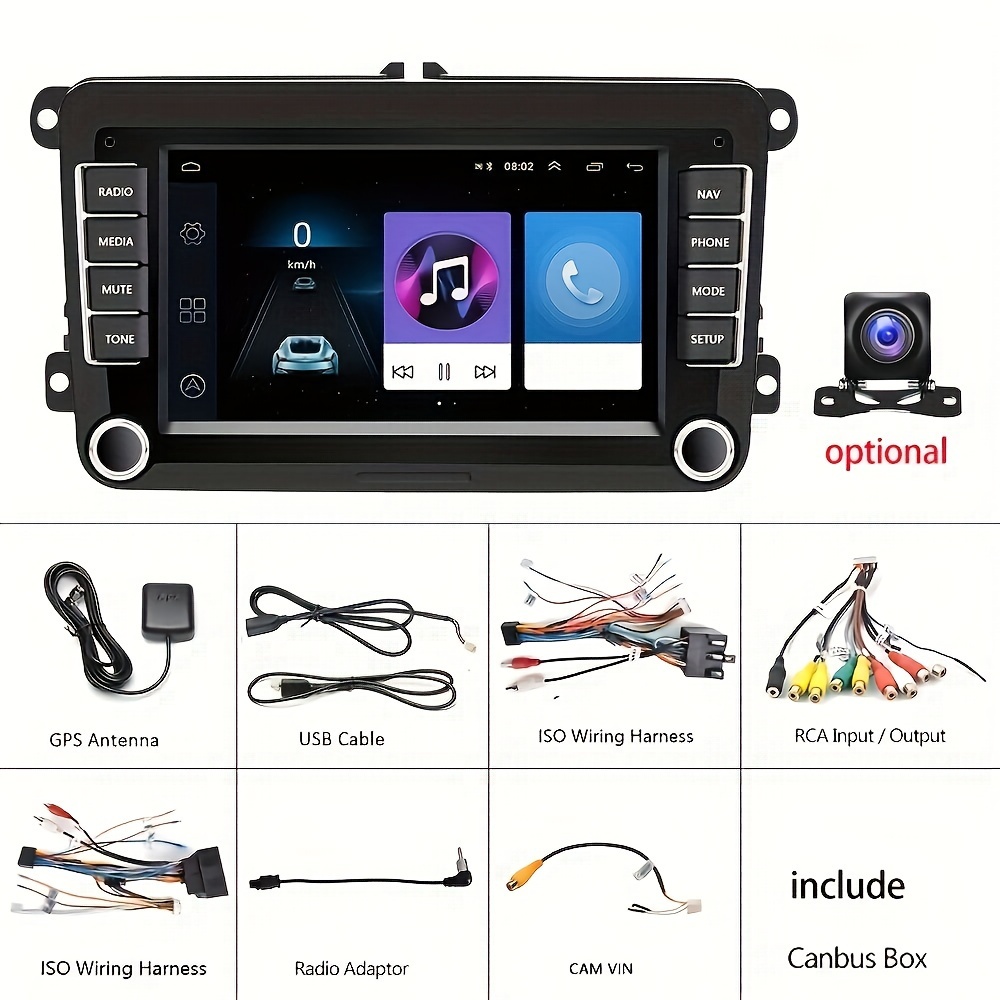 Radio Coche Android 2 Din CarPlay Android Auto, 7 Pulgadas