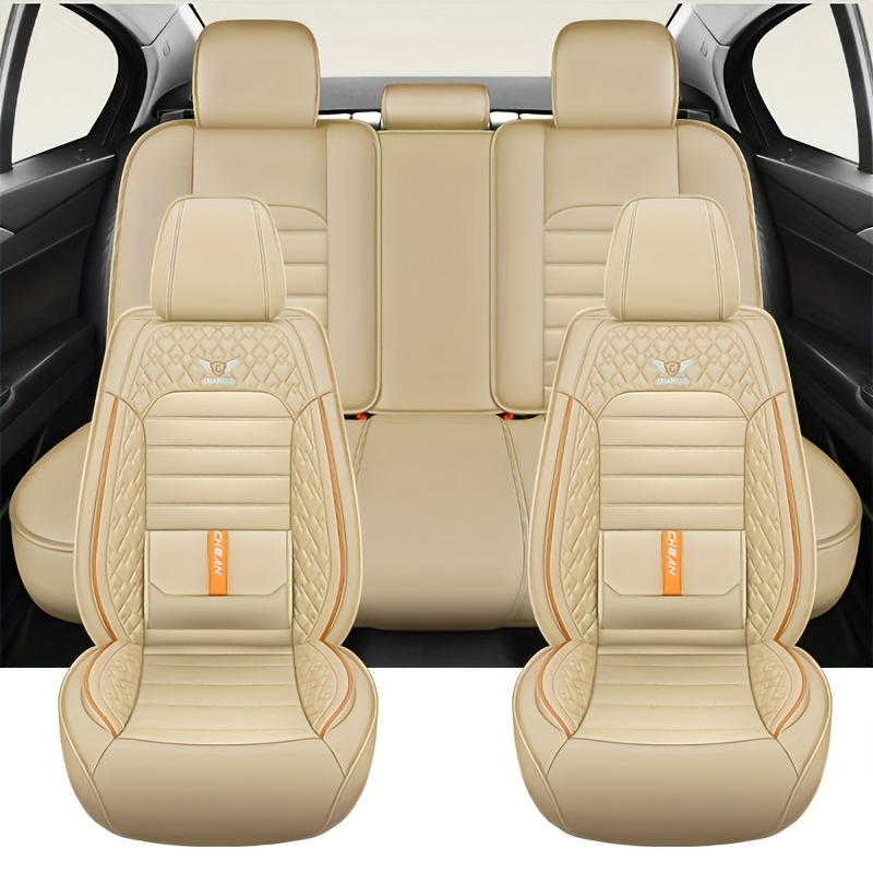 Image of 5-seat Full-package Faux Leather Car Seat Cover, Car Seat Cushion Universal Suv Truck Seat Cover Set Car Seat Cover Set