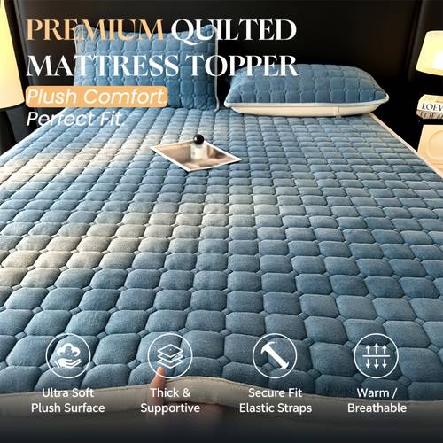 1pc thickened milk velvet quilted autumn winter mattress pad soft and warm bed protector comfortable and warm machine washable foldable and easy to care for suitable for use in bedrooms hotels
