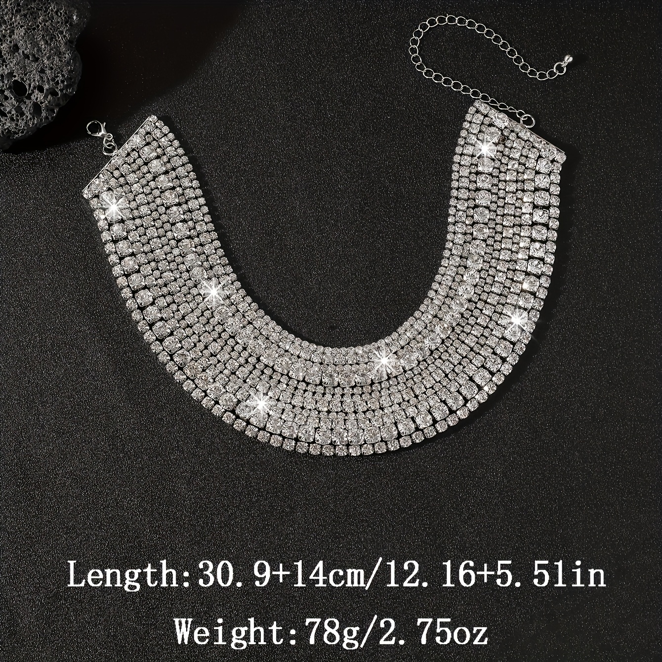 Layer Rhinestone Choker Necklace with Copper Base