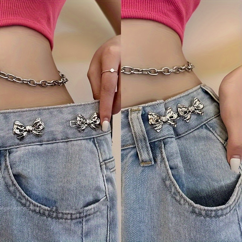 

[customer ] Waist For & Skirts - No Sewing Required, Silvery Metal Bowknot Tightener