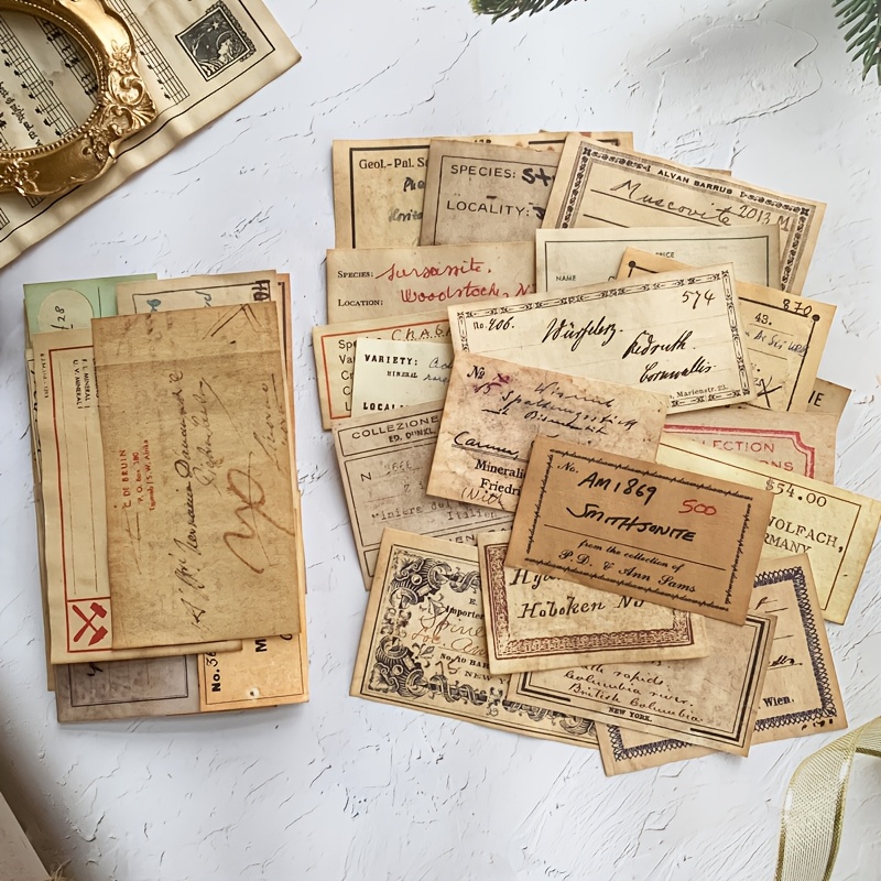 

Vintage-inspired 43pcs Distressed Paper Set For Scrapbooking, Journaling & Diy Crafts - English Merchandise Tags Included, Distressed, English Labels, Junk Journal, Diy, Coffee Dye Paper