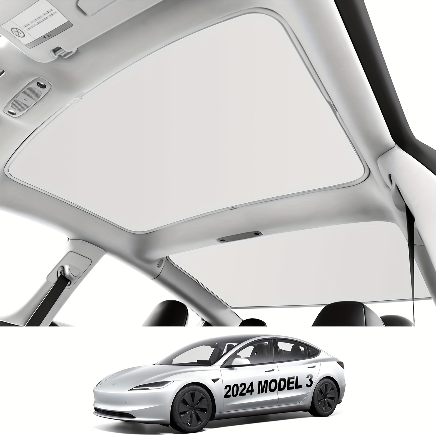 TEMU For Model 3 2024 Roof Sunshade, Nano Sunshade, Fits Front And Rear Sunroofs