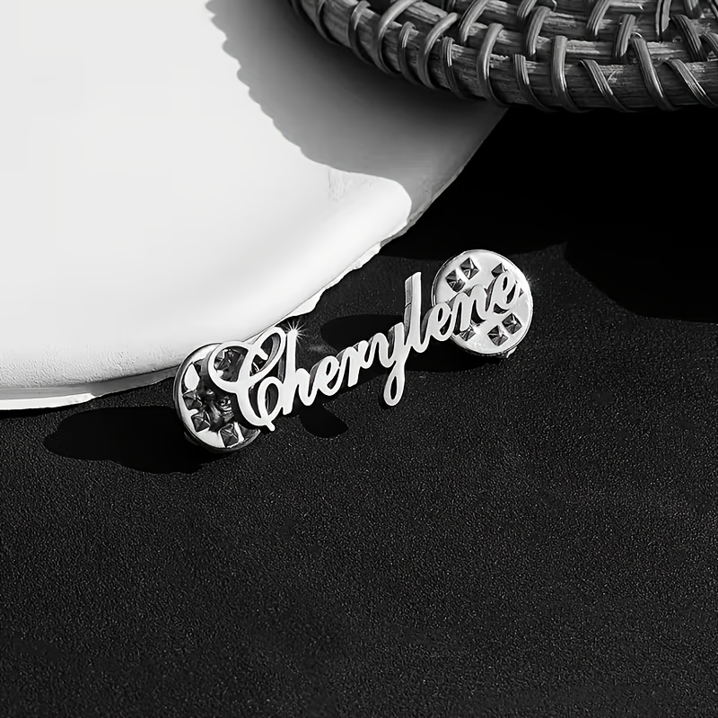 TEMU 1pc Golden And Silvery Customized Name Brooch, Personalized Name Pin, Initial Letter Badge, Collar Pin With Letters, Mother's Day Gift, Women's