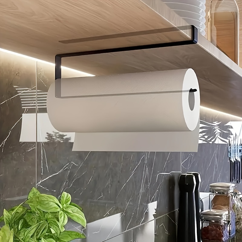 

Space-saving Under Cabinet Paper Towel Holder - No Drill Installation, Iron Kitchen & Bathroom Organizer For Rolls And , Storage Rack, Fresh-keeping, Kitchen Gadgets, Wall-mounted