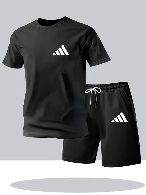 summer 2025 letter print short sleeved t shirt shorts mens loose large comfortable loose casual suit