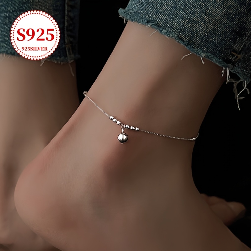 925 Hypoallergenic Minimalist Smooth Bead Anklet for Women