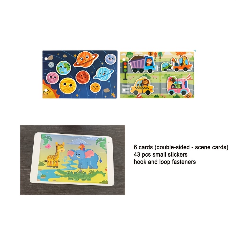 TEMU Interactive Quiet Book With Stickers - Educational Activity Busy Book, Reusable, Animals Theme - Rich And Colorful, Diy Interactive Card,