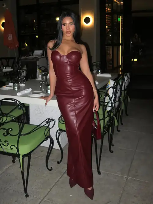 fitted leather dress women Women's Faux Leather Dresses