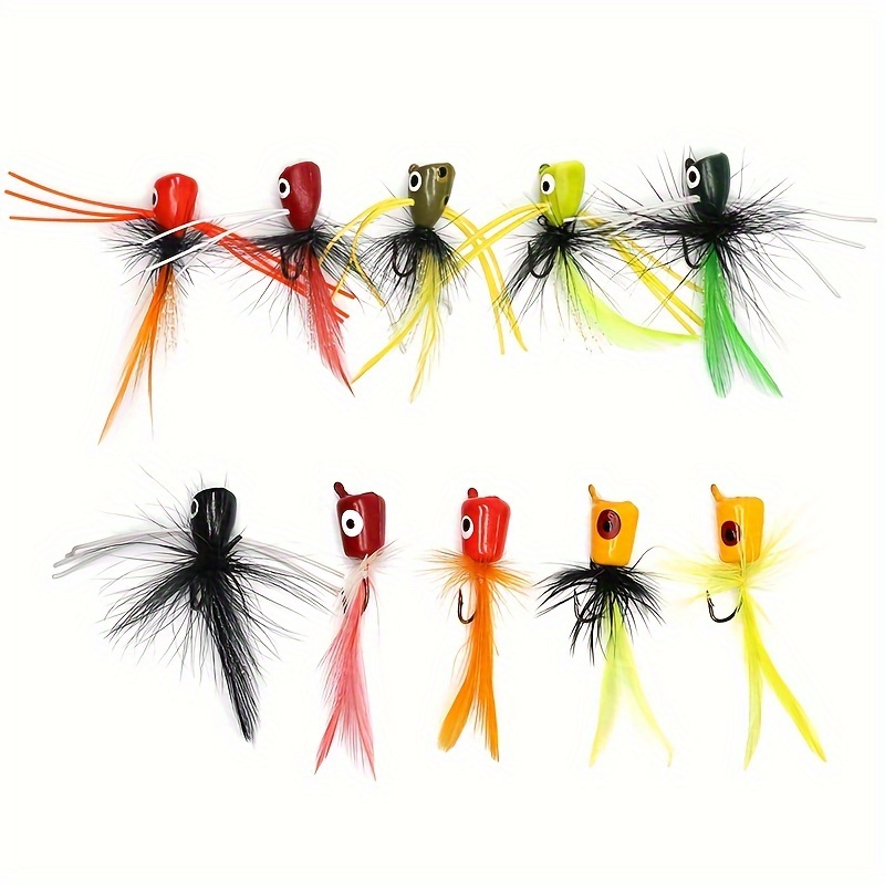 Fly Fishing Popper Flies Bionic Fishing Bait Sharp Hook - Temu