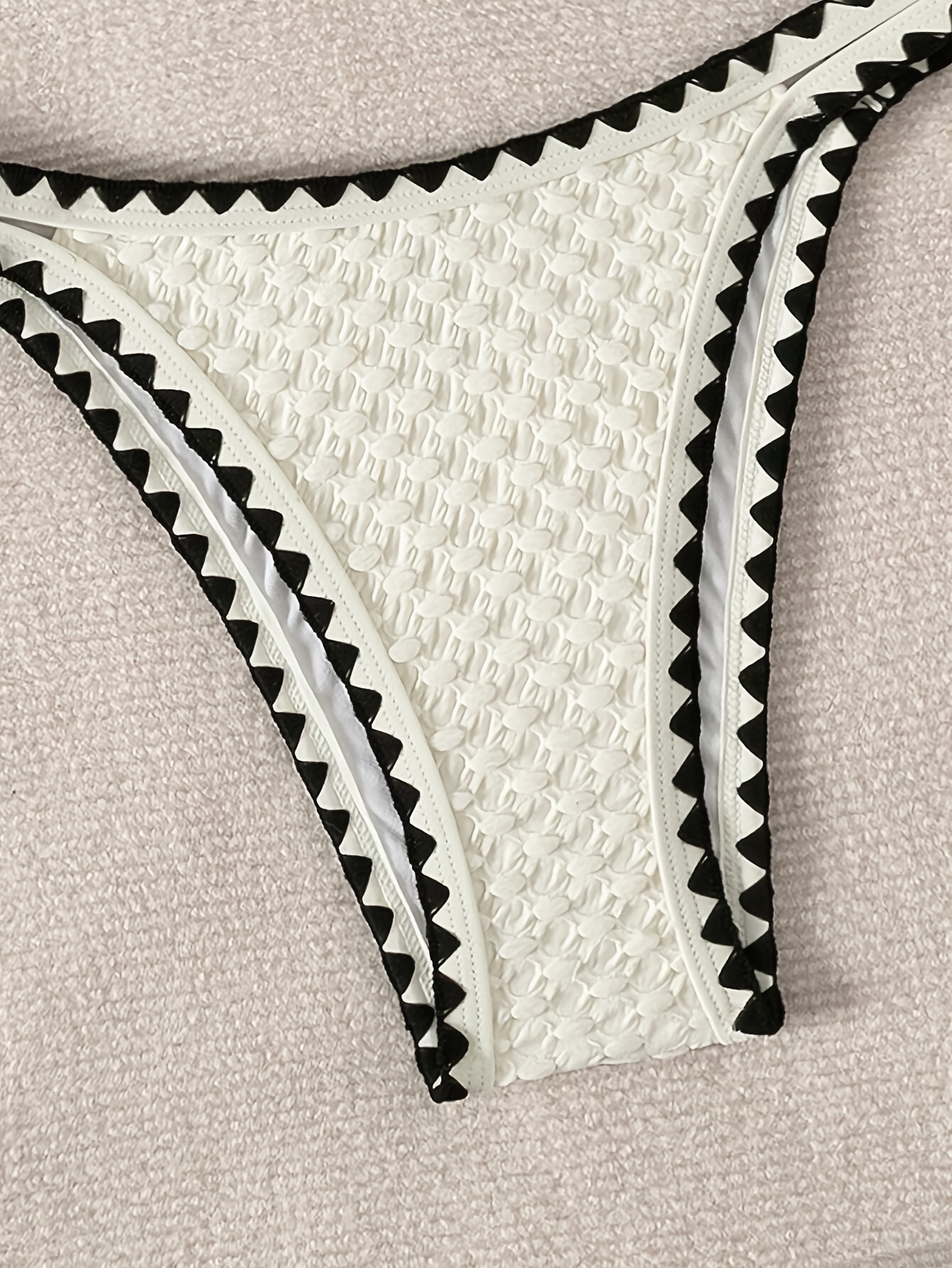 Contrast Trim Whip Stitching Textured Fabric 2 Piece Set Bikini Swimsuits, Women's Swimwear & Clothing